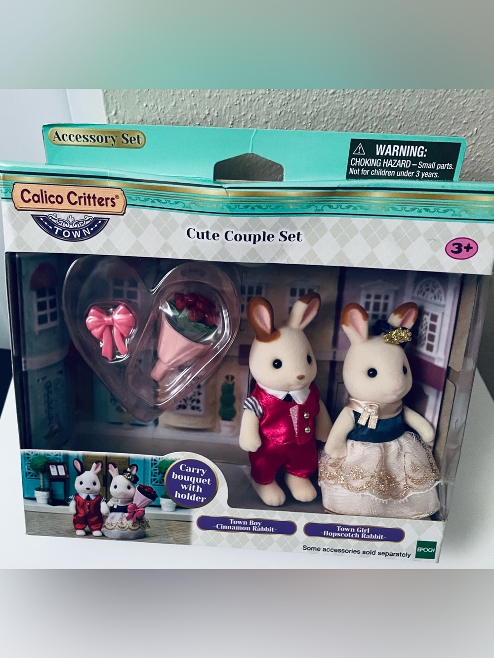 Calico Critters Cute Couple Set - Pink & Cream Rabbit Figures